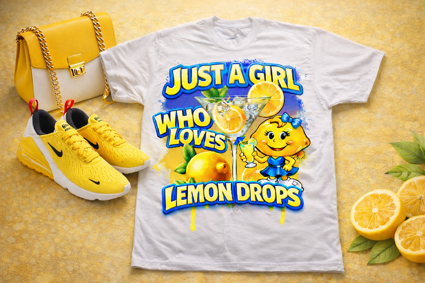 Just A Girl Who Loves Lemon Drops T-Shirt | Cute Lemon Cocktail Graphic Tee | Summer Vibes Shirt
