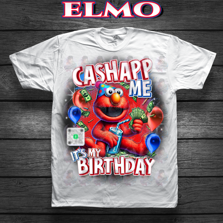 Birthday CashApp T-Shirt with Character + Scannable QR Code Birthday Party T-shirt