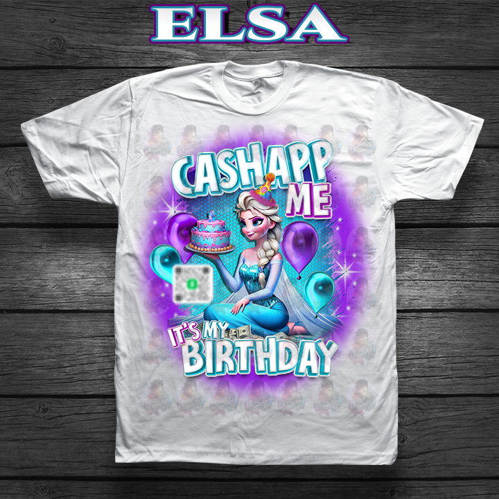 Birthday CashApp T-Shirt with Character + Scannable QR Code Birthday Party T-shirt