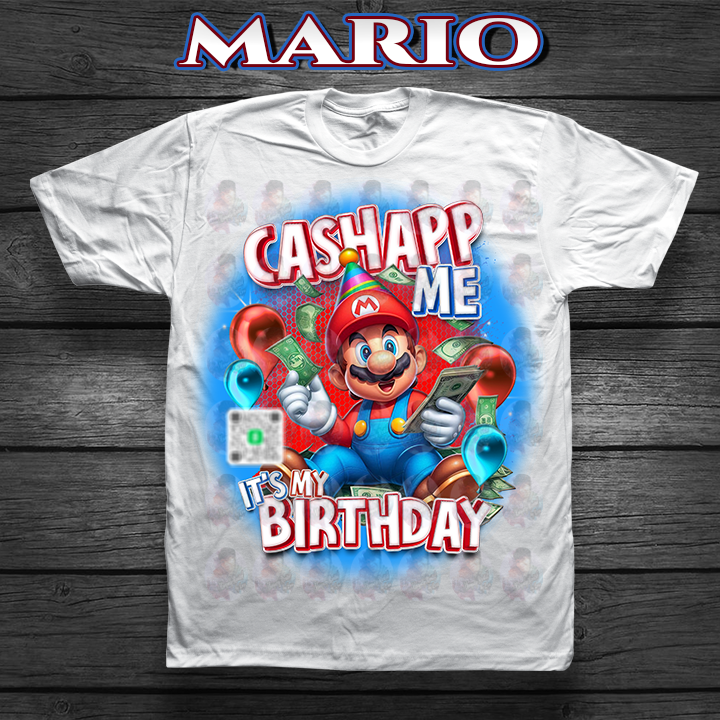 Birthday CashApp T-Shirt with Character + Scannable QR Code Birthday Party T-shirt