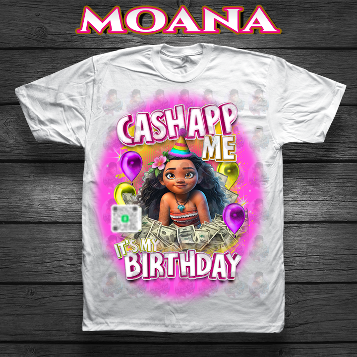Birthday CashApp T-Shirt with Character + Scannable QR Code Birthday Party T-shirt