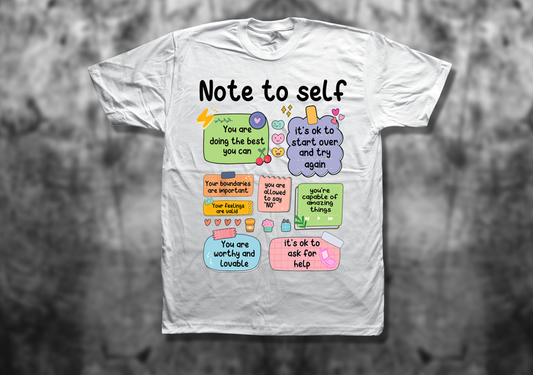 Note to Self T-Shirt – Retro Positive Affirmation Shirt for Mental Health & Self-Love