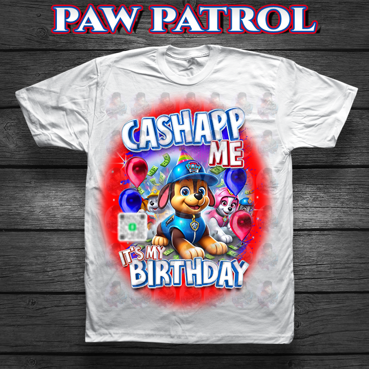 Birthday CashApp T-Shirt with Character + Scannable QR Code Birthday Party T-shirt