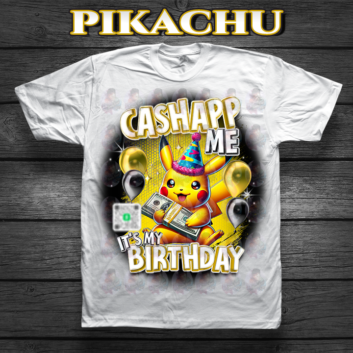 Birthday CashApp T-Shirt with Character + Scannable QR Code Birthday Party T-shirt