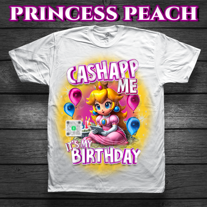 Birthday CashApp T-Shirt with Character + Scannable QR Code Birthday Party T-shirt