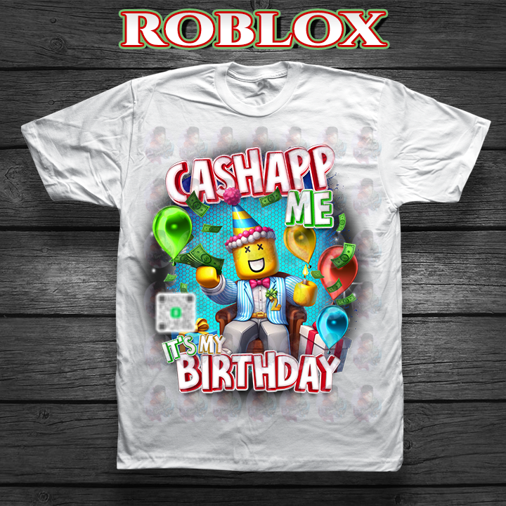 Birthday CashApp T-Shirt with Character + Scannable QR Code Birthday Party T-shirt