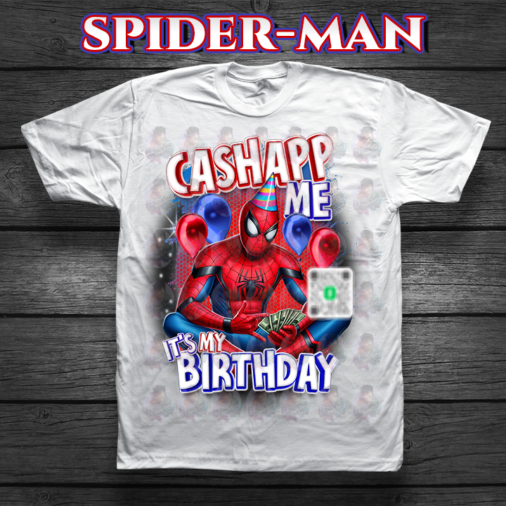 Birthday CashApp T-Shirt with Character + Scannable QR Code Birthday Party T-shirt